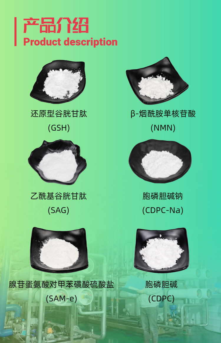 古特生物產(chǎn)品系列：還原型谷胱甘肽GSH、乙?；入赘孰腟AG、煙酰胺單核苷酸NMN、胞磷膽堿鈉CDPC-Na、腺苷蛋氨酸對甲苯磺酸硫酸鹽SAMe